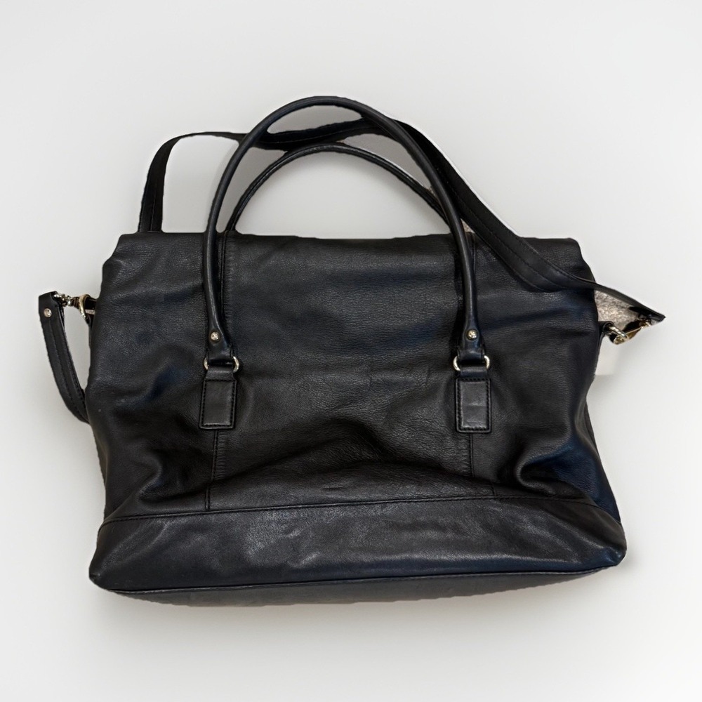 Large Vintage Y2K Kate Spade New York Black Leather‎ Satchel Shoulder Bag~ 16" - Picture 10 of 16